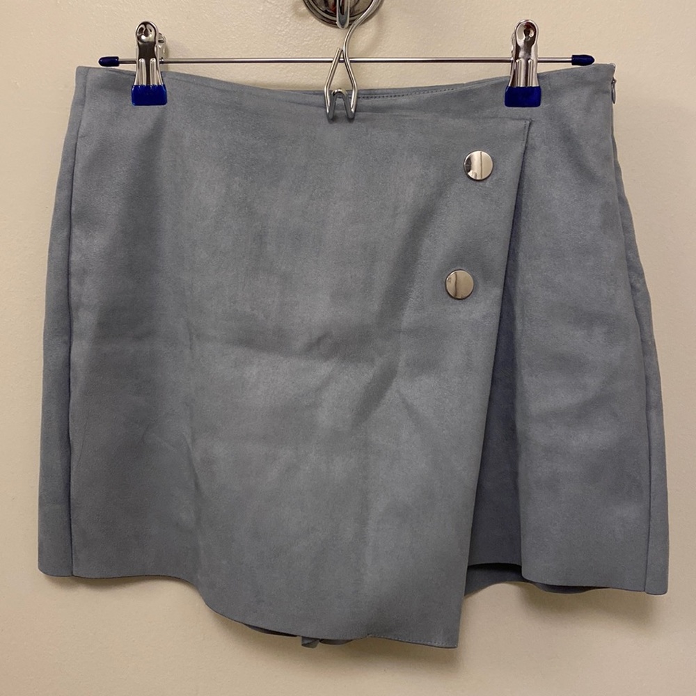 Zara Vegan Suede Skort, Powder Blue, Size M